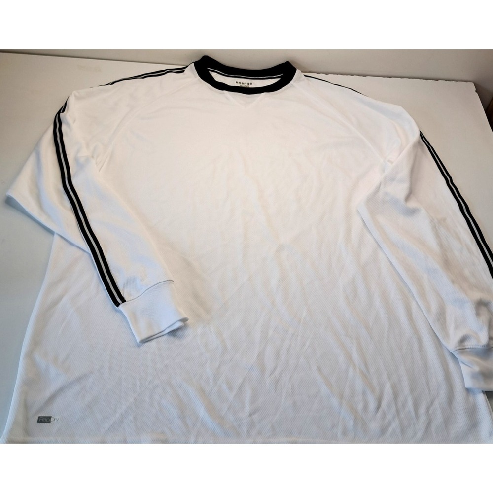 Emerge RapiDry Long Sleeve Shirt Men's XL White Athletic Stirpes on Sleeve